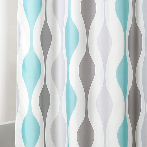 Lush Decor Mid Century Geo Shower Curtain, 72" x 72", Blue & Gray - Stylish Bathroom Decor