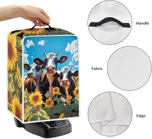 Cow Sunflower Coffee Machine Covers, Anti Dust Covers for Blender Mixer Juice Machine, Keep Kitchen Office Clean
