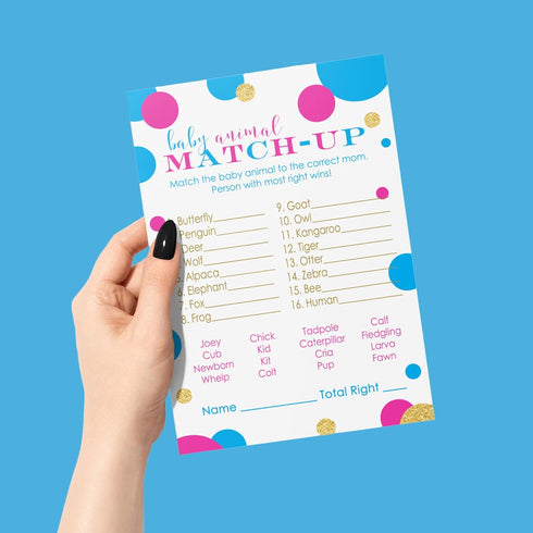 Baby Shower Animal Matching Games - 25 Pack Gender Neutral Party Game Cards, Fun Guessing Favors, 4x6