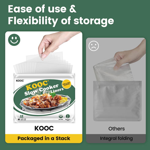 KOOC Slow Cooker Liners 30 Count, 11"x17" Disposable Pot Liners for 3 qt to 4 qt Pot, BPA Free