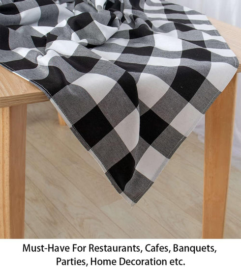 ShinyBeauty 54x54-Inch Checked Square Tablecloth, Black and White Buffalo Plaid Washable Cotton for Dining Room
