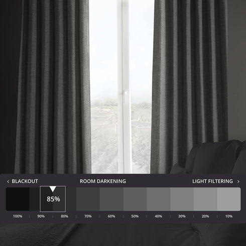 HPD Half Price Drapes Faux Linen Curtains, 1 Panel, 50W x 84L, Textured Room Darkening Blazer Grey