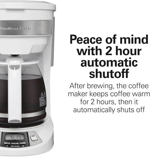 12 Programmable (46294J) Hamilton Beach Cup Drip Coffee Maker Machine, Regular & Bold Brew Options, Auto Pause