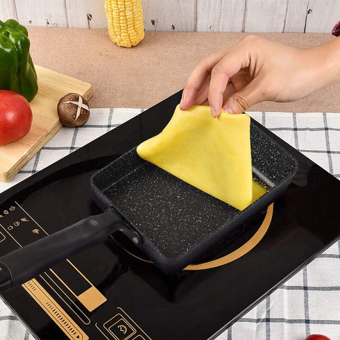 MyLifeUNIT Japanese Tamagoyaki Pan, Nonstick Square Omelette Pan 7 x 5 inches, Black with Silicone Spatula