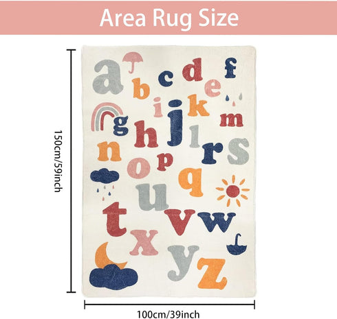 3.3'x5' ABREEZE Kids Play Mat,Fluffy Faux Wool Kids Rug Non-Slip Childrens Carpet ABC Number Educational Learning