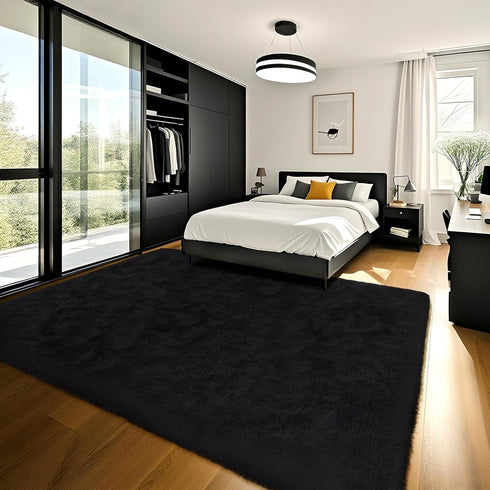 6x9 HOMORE Rugs for Living Room Black Fluffy Area Rug Modern Shag Rugs for Bedroom, Super Soft and Comfy Carpet, Cute