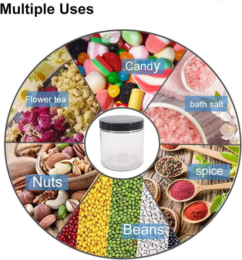6 Pack 16 oz Glass Jars with Plastic Lids, Kitchen Canisters for Pantry Organization, Food Storage Jars, 8 Chalk Labels