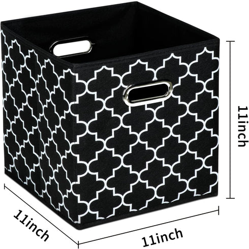 Set of 3 Fabric Cloth Storage Bins, Foldable Cube Organizer with Dual Handles, Black Light for Home Bedroom Storage