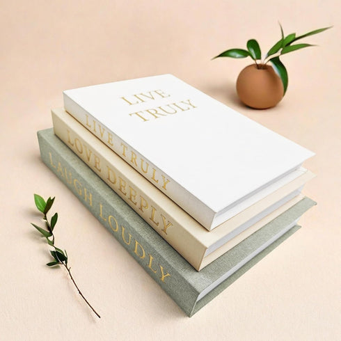 Set 3 Aesthetic Decorative Books, of Linen Fake Book Boxes, Faux Book Decor for Coffee Table, Bookshelf, Entryway