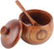 Hapivida Wooden Salt Box Spice Jar, Salt Cellar with Lid and Spoon, Seasoning Container Holder for Kitchen Serving