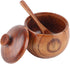 Hapivida Wooden Salt Box Spice Jar, Salt Cellar with Lid and Spoon, Seasoning Container Holder for Kitchen Serving