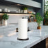 Black Paper Towel Holder Countertop, One-Handed Tear Stand with Ratchet Mechanism, Stainless Steel Weighted Base