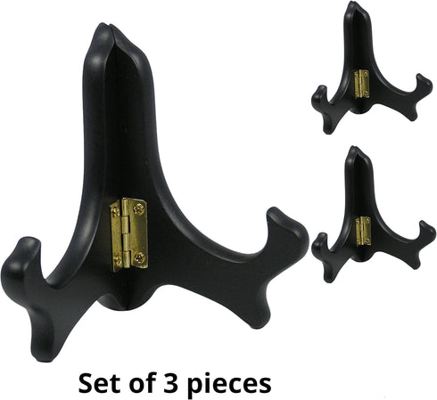 BANBERRY DESIGNS Black Folding Easels - Premium Quality Display Stands - 4" H - Set of 3 - Ideal for Small Plates Plaques Books Tiles