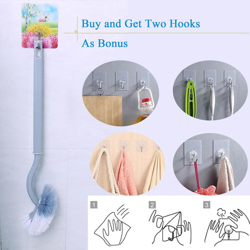 Ryhiac 2 Pack Curved Toilet Bowl Brush Without Holder for Bathroom, Compact Toilet Brush Durable Under The Rim