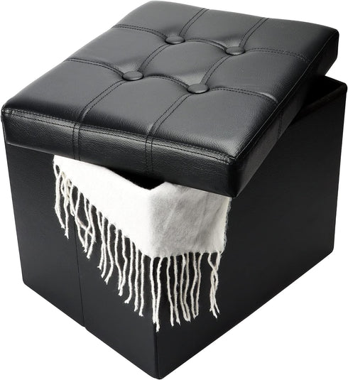 Bsketa Storage Ottoman, Folding Foot Stool with Thicker Foam Padded Seat Small