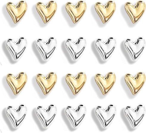 20PCS Gold Refrigerator Magnets, Cute Love Heart Decorative Magnets for Home Kitchen Office Whiteboard