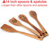 4-Piece 14" Large Wooden Utensils Set for Cooking Spatula Long Handled Slotted Spoon Non-Stick Utensil Slotted Turner Mixing Spoons with Hole Best Wood Kitchen Spatula Stirring Serving Spoons by Renawe