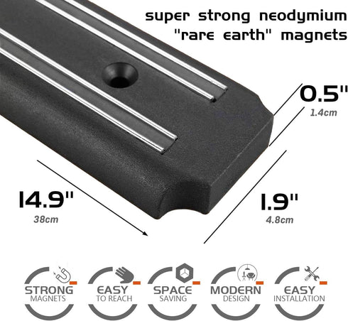Magnetic Knife Holder, 15 Inch Magnetic Knife Storage Strip, Kitchen Utensil Holder, Multipurpose Rack