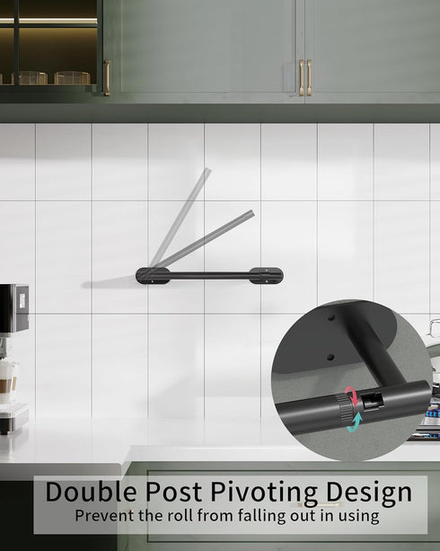 Paper Towel Holder Under Cabinet, Self Adhesive or Wall Mounted SUS304 Stainless Steel for Kitchen, Bathroom (Matte