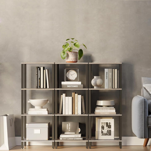 4-Tier BS01BG004 TUTOTAK Bookshelf, Tall Book Shelf, Narrow Bookcase for Small Space, DIY Stackable Bookshelf