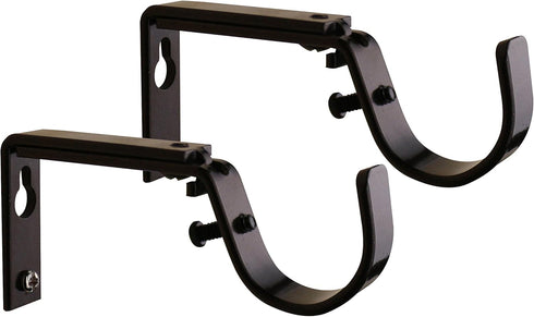 Meriville Set of 2 Oil-Rubbed Bronze Curtain Drapery Rod Brackets for 1 1/4-Inch Rod, Adjustable
