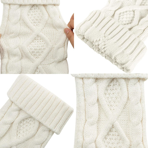 Pack of 2, 18" Unique Ivory White Knit Christmas Stockings, Style 2