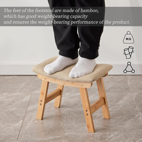 Kitsanery Foot Stool,Ottoman,Bamboo Small Sofa Foot Rest Under Desk,Extra Seating for Living Room, Bedroom and Kitchen