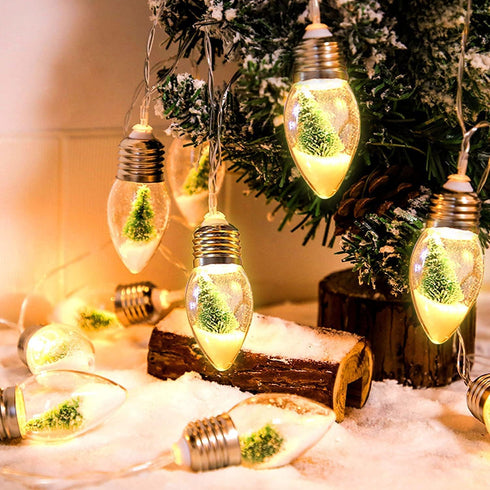 HFXXAD 10 Bulbs Decorate(6.6 Christmas Tree Snow Globe String Lights, LED Clear Christmas Tree String Lights