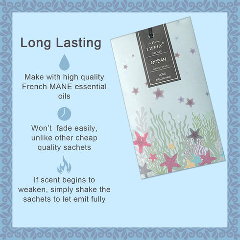 14 Packs Lavender Rose Jasmine Ocean Vanilla Sandalwood Scented Sachets Bag for Drawers and Closets Gift Box