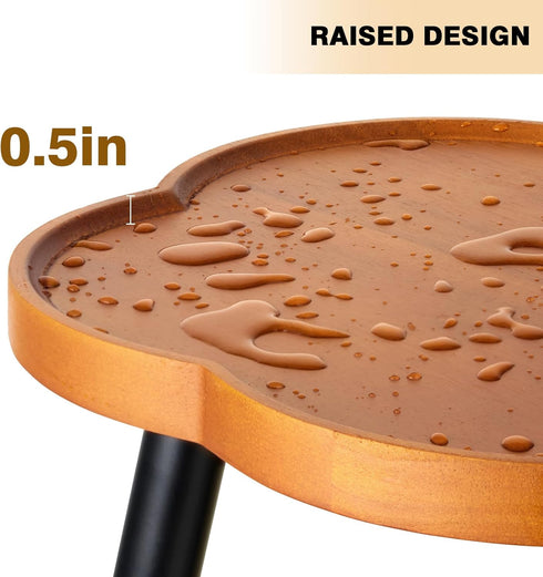TableClr.1-Flower 16" KINNARY Plant Stand Indoor, Wood Plant Table Plant Holder with Raised Design,Heavy Duty Metal