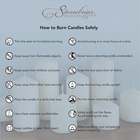 Stonebriar Unscented White Tall Pillar Candles, 18 Hour Burning, 3" X 3", 6 Count for Decor