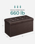 SONGMICS Folding Storage Ottoman Bench 30 Inches, Faux Leather, Brown, Footstool with Flipping Lid, ULSF45BR