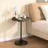 Aoligrace Small Side Table, Solid Wood End Table with Tempered Glass Top, Unique Drink Pedestal Table with Storage