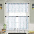 MRTREES Sheer Tier Curtains, Christmas Kitchen Tiers Rod Pocket, Leaf Embroidery Bathroom Curtain Panels, Aqua Blue