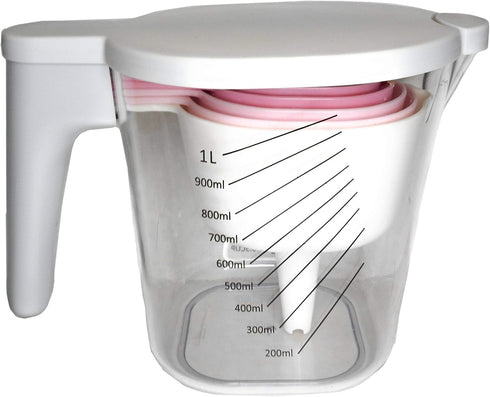GK509W 10 pcs Nesting Stackable Measuring Cup and Spoons Set - Includes One Scraper and One Funnel, BPA Free,