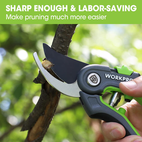 WORKPRO Bypass Pruning Shears, 8’’ Stainless Steel Gardening Hand Pruner with Sharp SK5 Steel Blades