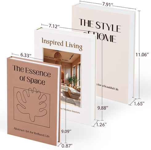 Set 3 XKDOUS of Aesthetic Decorative Books for Home Decor Coffee Table Books Hollow Keepsake Photo Storage Boxes Modern