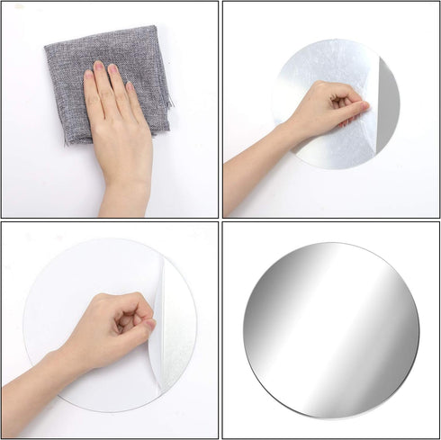 Aneco 6 Pack Acrylic Round Mirrors, 6 Inches Self Adhesive Mirror Stickers for Home Wall Decor or Wedding Centerpiece