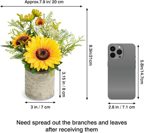 COCOBOO Sunflower Artificial Flowers Pot, Yellow Fake Flower Decor for Home, Bathroom, Kitchen