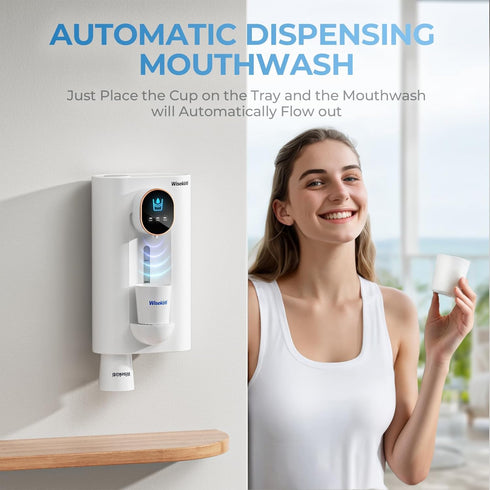 S7 3 3 Automatic Mouthwash Dispenser Touchless for Bathroom, Smart Electric Mouthwash Dispenser with Magnetic Cups