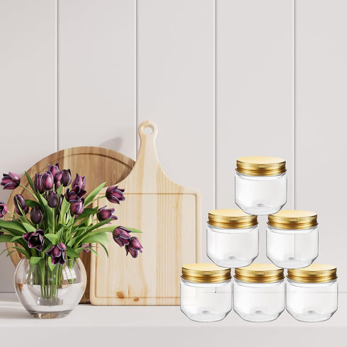 60 3 oz Tanlade Pcs Clear Plastic Jars with Lids Wide Mouth Mason Jars Mini Storage Containers Bulk for Herb Jelly