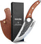 Huusk Upgraded Japan Kitchen Knife, Hand Forged Viking Butcher Knife with Sheath for Meat Cutting and BBQ