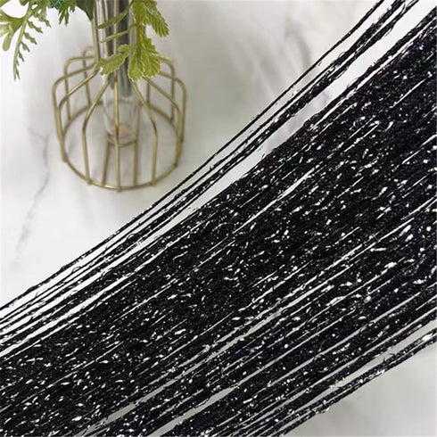 ave split Decorative Door String Curtain, Wall Panel Fringe Window Drapes, Room Divider Blind, Black 100cm*200cm