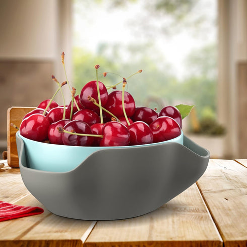 Pistachio Bowl by Elevated Essentials, Double Dish Serving Bowl with Shell Storage for Snacks and Fruit
