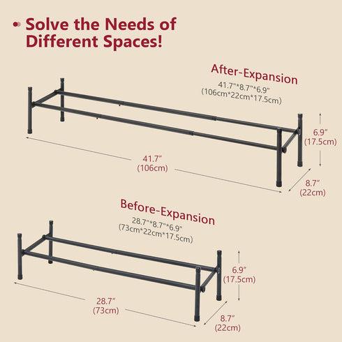 Closet 1 28-41Adjustable Closet, Tajsoon Expandable Shoe Rack for Tier, & Stackable Shoe Shelf Storage, Metal Shoe Rack