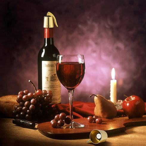 OWO Wine Bottle Stopper - Silicone Stainless Steel Decorative Preserver, Reusable Wine Corks to Keep Wine Fresh