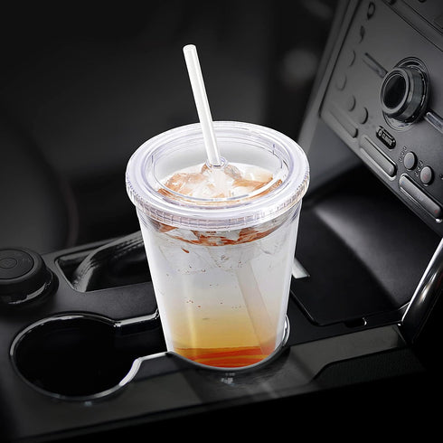 32 oz, 4 Pack Zukro Clear Acrylic Tumbler with Straw and Lid Double Walled Insulated Reusable Plastic Iced Coffee Cup