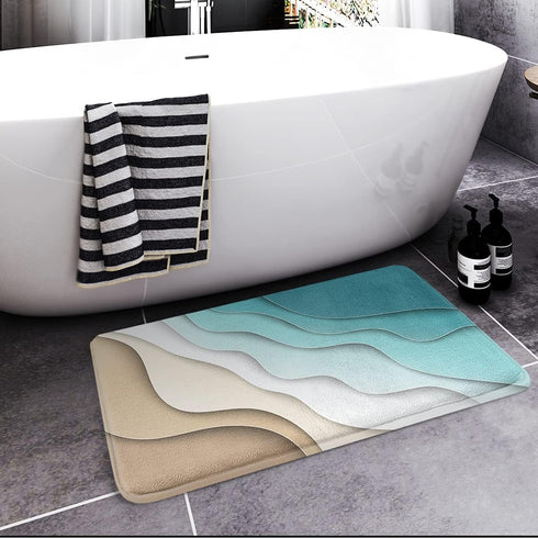 Britimes Bath Mats for Bathroom, Bathroom Mats Rugs No Silp,Abstract Beach Washable Cover Floor Rug Carpets Floor Mat Bathroom Decorations 16x24 Inches for Kitchen Bedroom Indoor