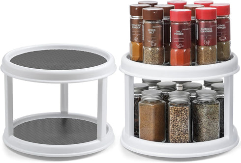 2 Pack, 2 Tier 10" Turntable Lazy Susan Spice Organizer - Rotating