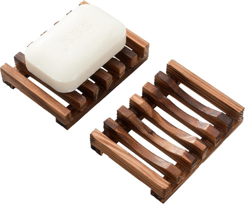 Wooden Soap Dish for Shower,Set of 2 Shower Soap Holder,Self draining Bar